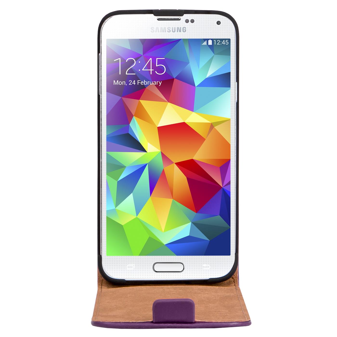 Voltear para arriba caso Samsung Galaxy S5 Mini Slim cubierta a prueba de choques Cuero PU Bolso Shell 
