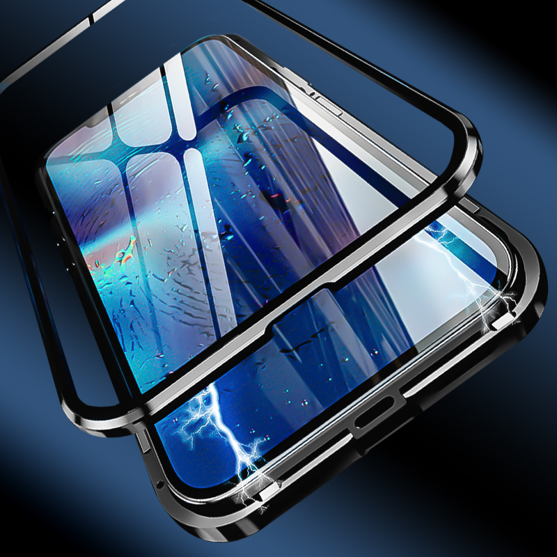 Magnet Schutzhülle 360 Grad Case Handy Schutz Hülle Tasche Metal 9H Glas