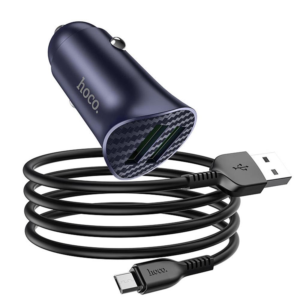 Hoco Z39 QC 3.0 Power KFZ Ladegerät  Schnell Ladegerät 2x USB + Micro USB  Ladekabel