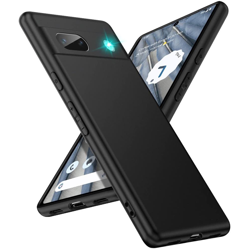 Silikon Hülle für Google Pixel 7a Schutzhülle Matt Schwarz Backcover Handy  Case