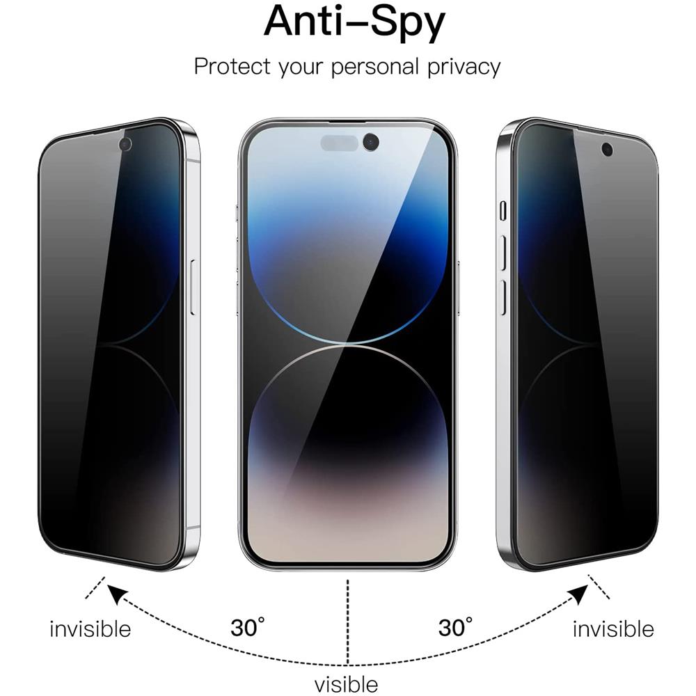 Sichtschutz Full Screen für iPhone 14 Pro Panzerfolie Glasfolie Anti-Spy  Schutzfolie, 2 Stück