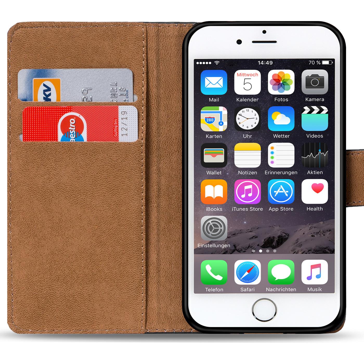 BOOK CASE Apple iPhone 6 6S Plus 5,5 Hülle Klapphülle Handy Tasche Flip