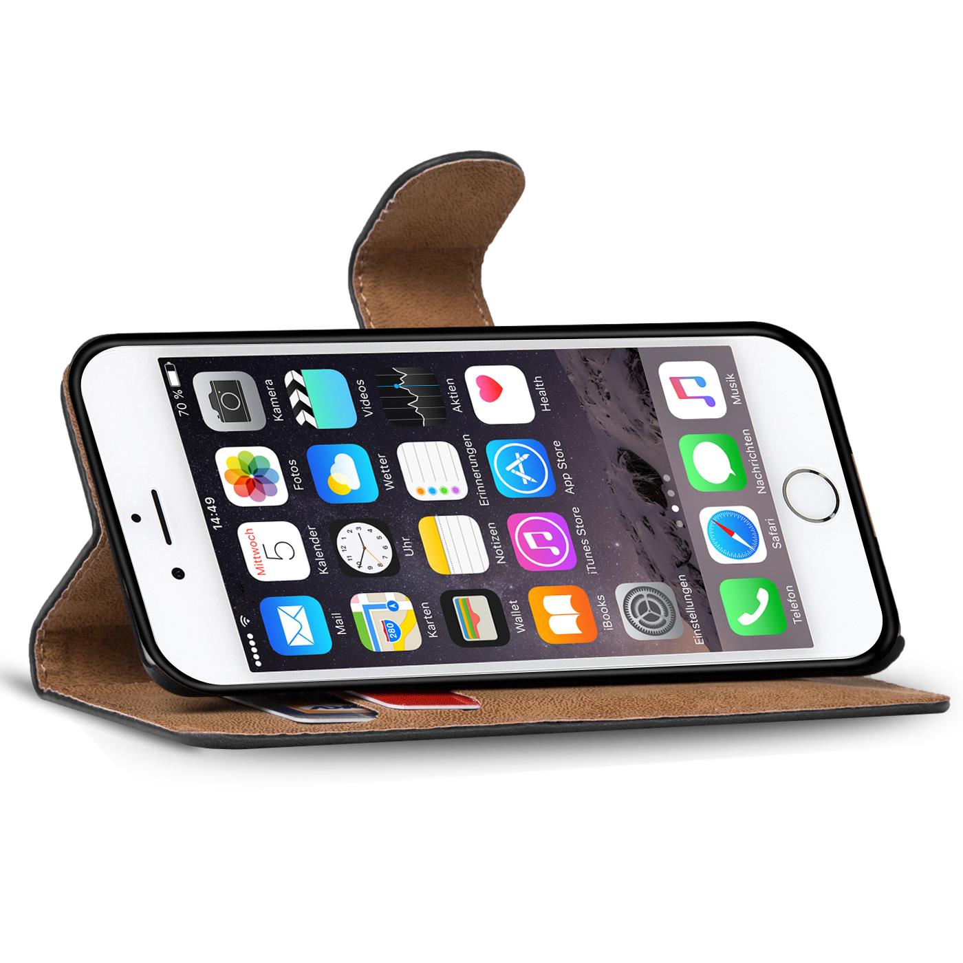 BOOK CASE Apple iPhone 6 6S Plus 5,5 Hülle Klapphülle Handy Tasche Flip