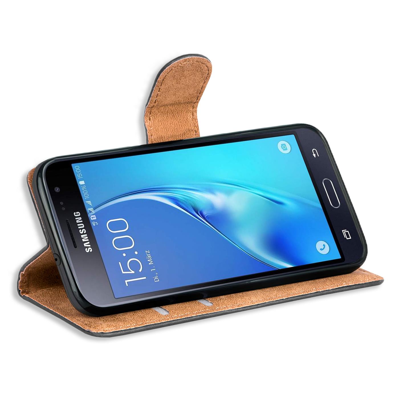 Book Case für Samsung Galaxy J7 2016 Hülle Tasche Flip Cover Handy Schutz Hülle