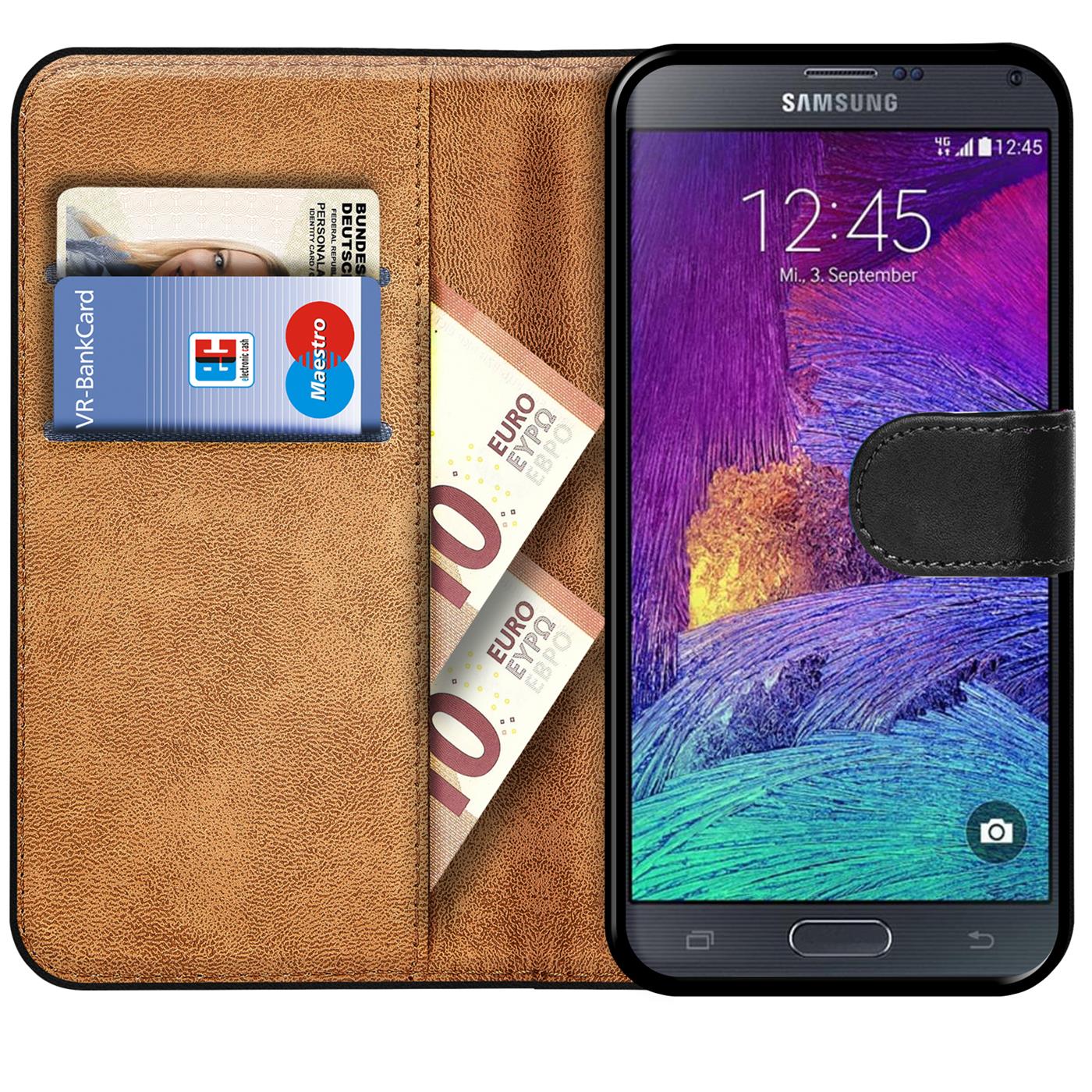 Book Case für Samsung Galaxy Note 4 Hülle Tasche Flip Cover Handy Schutz Hülle