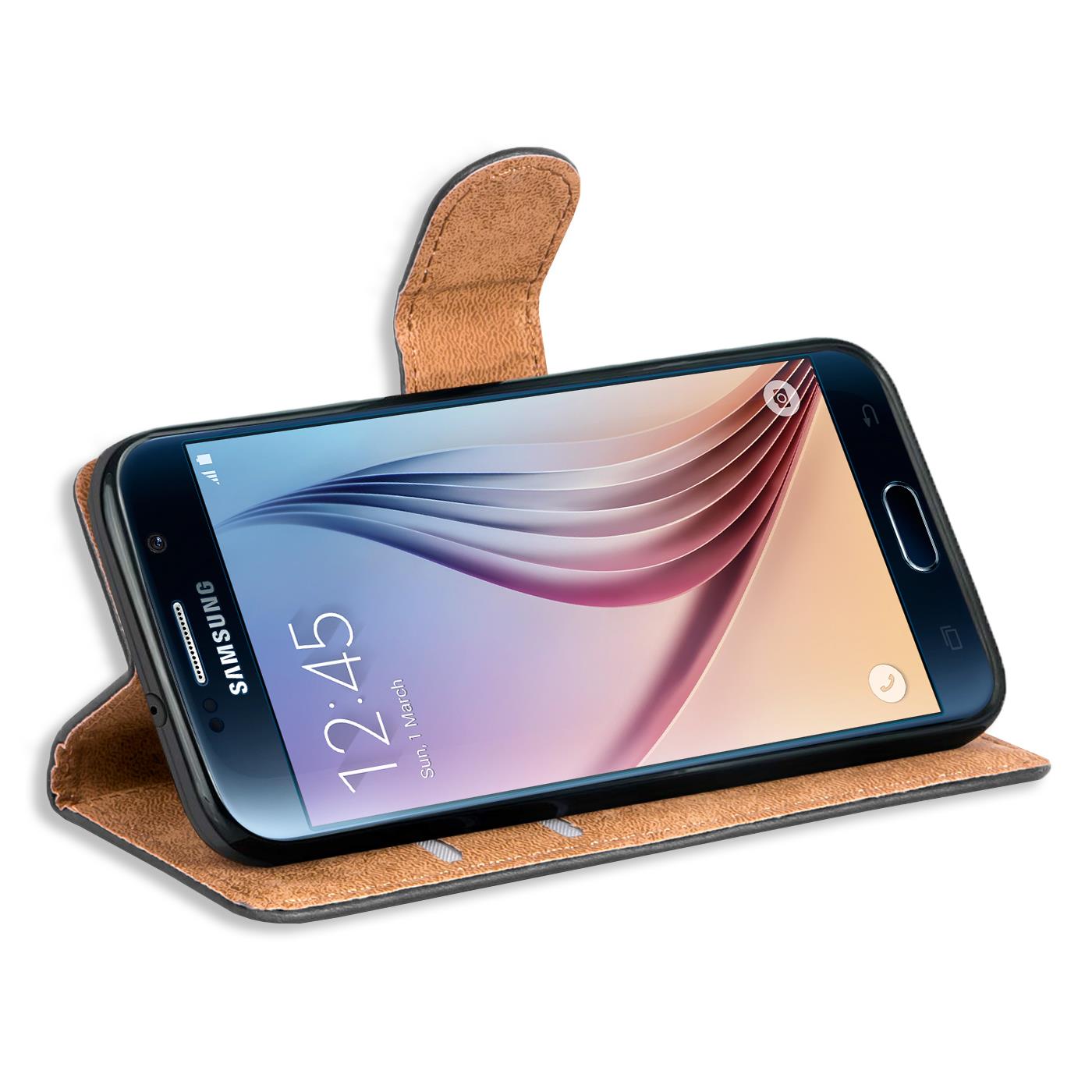 Book Case für Samsung Galaxy S6 Edge Hülle Tasche Flip Cover Handy Schutz Hülle