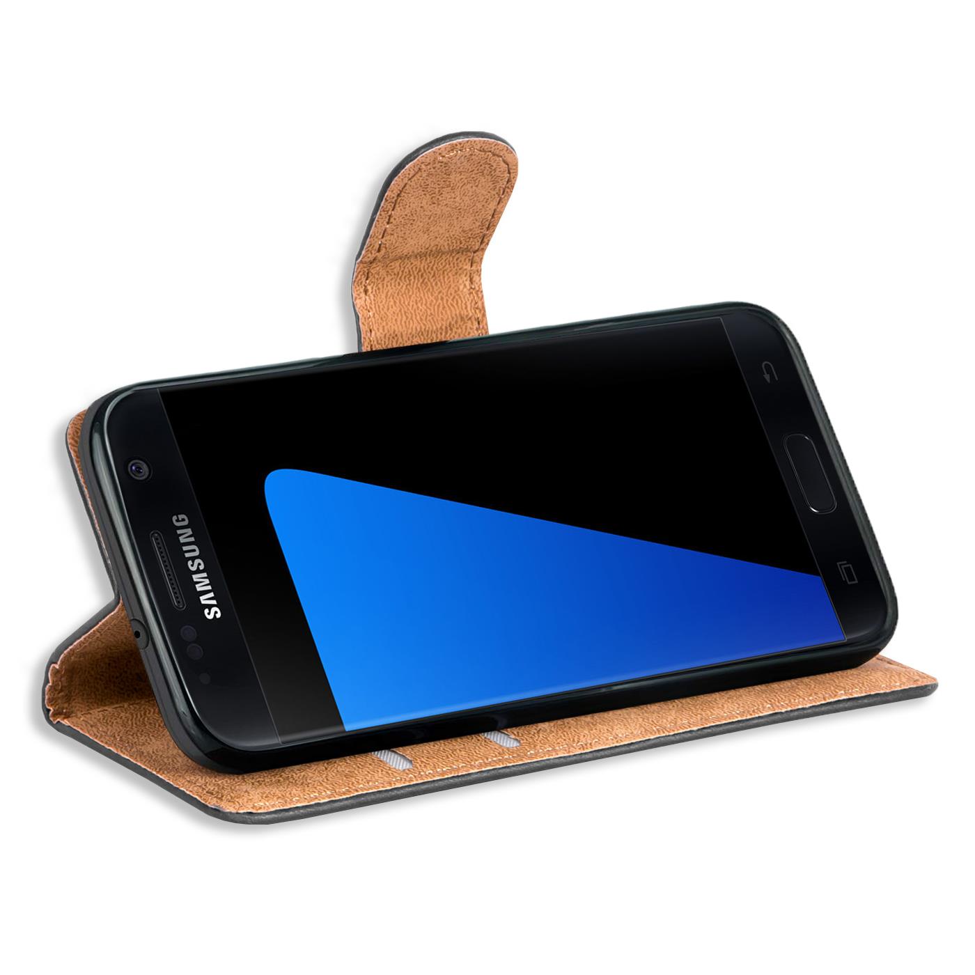 Book Case für Samsung Galaxy S7 Hülle Tasche Flip Cover Handy Schutz Hülle