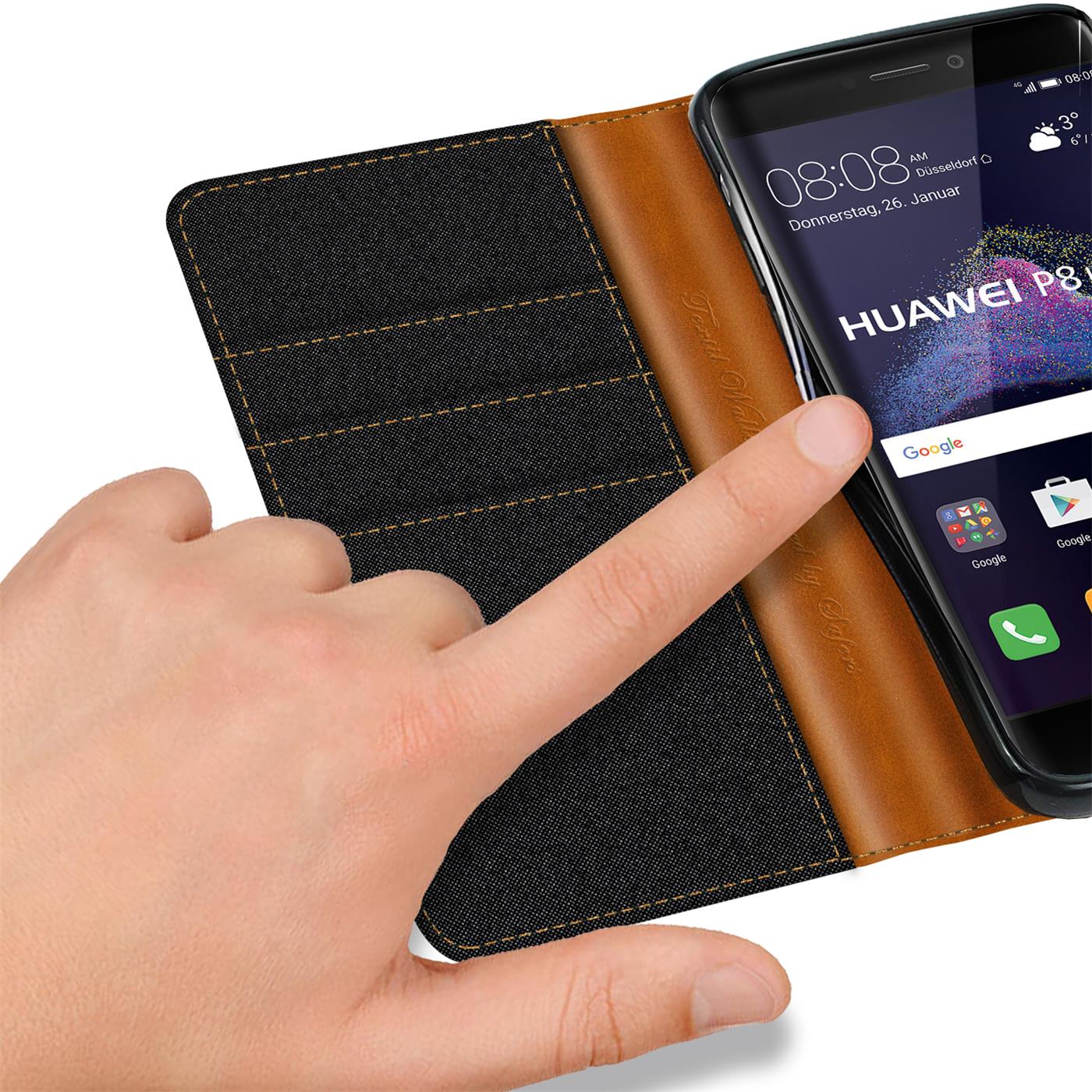 Handy Hülle für Huawei P8 Lite 2017 Tasche Wallet Flip Case Schutz Hülle Cover