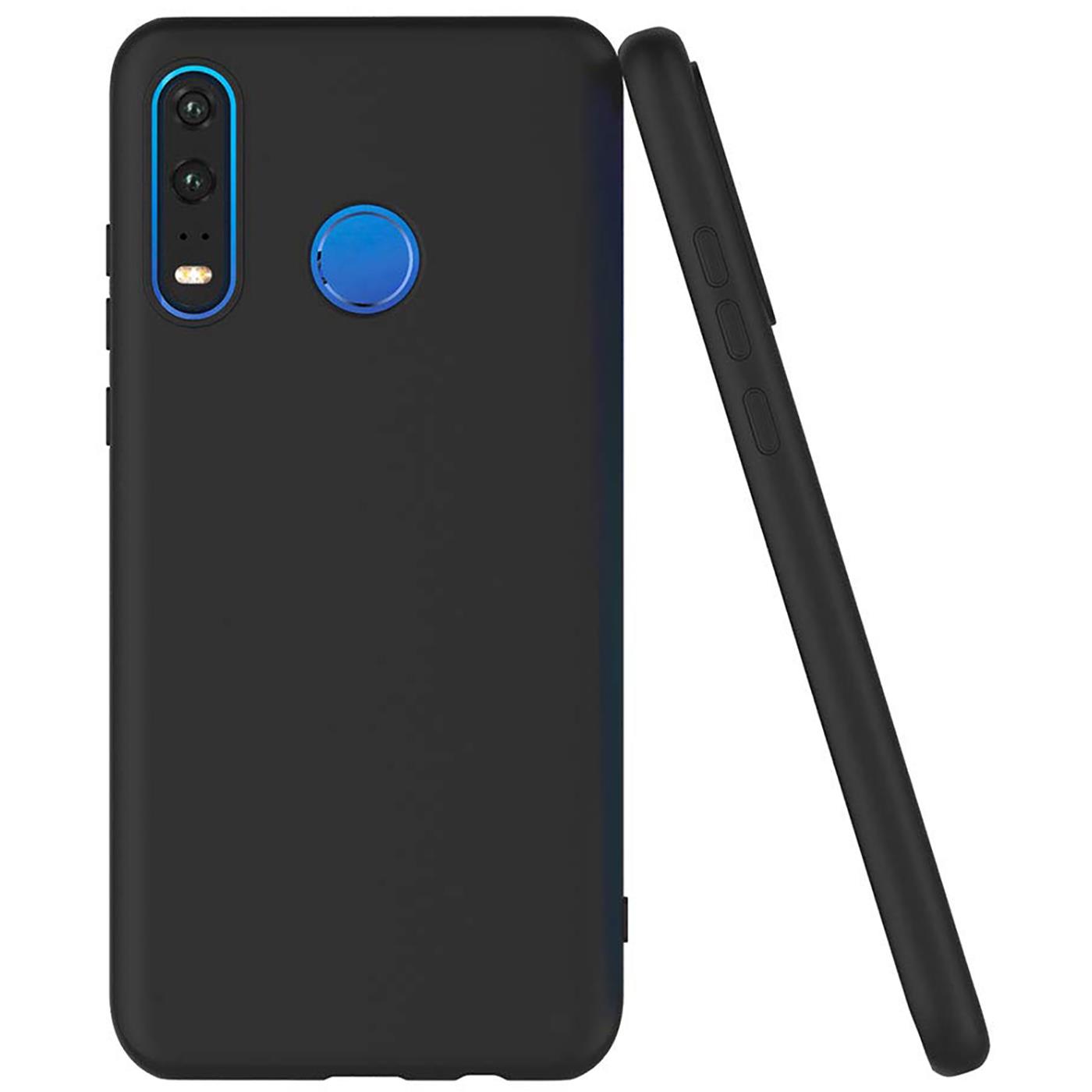 Schutzhülle Für Huawei P30 Lite Handy Tasche Silikon Hülle Case Schwarz matt