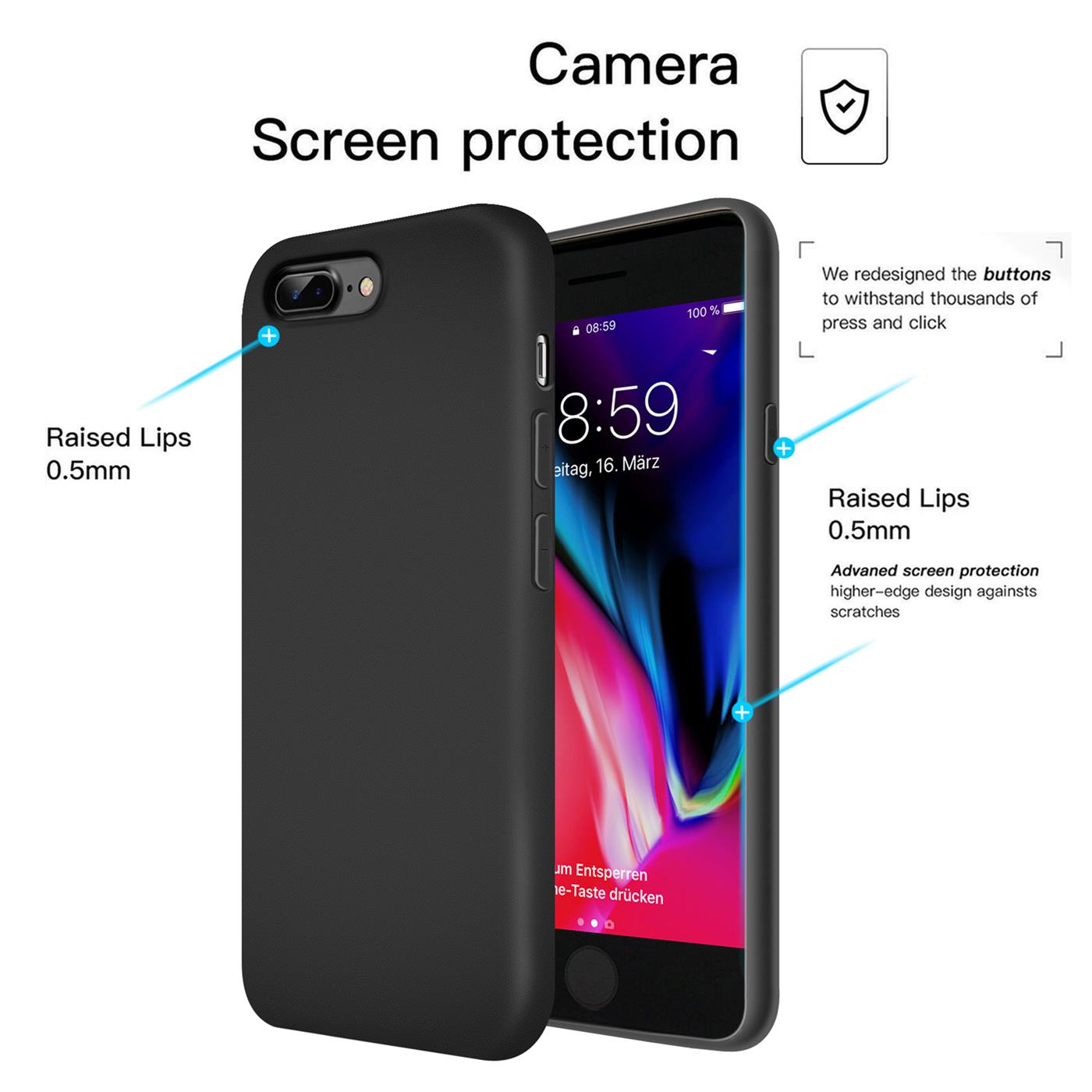 Schutz Hülle Silikon Für Apple iPhone 7 Plus 8 Plus Handy Tasche Case Cover matt