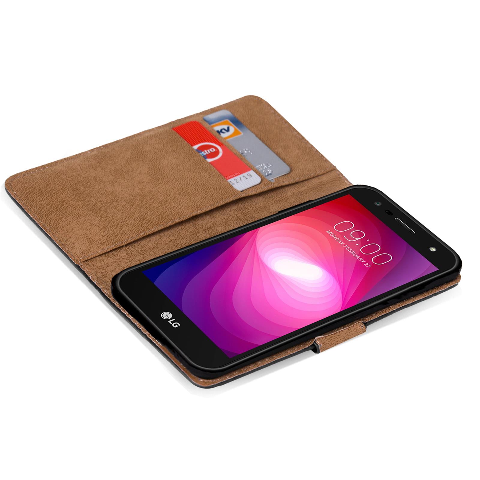 Wallet Case für LG X Screen Handy Book Cover Flip Tasche Schutzhülle slim