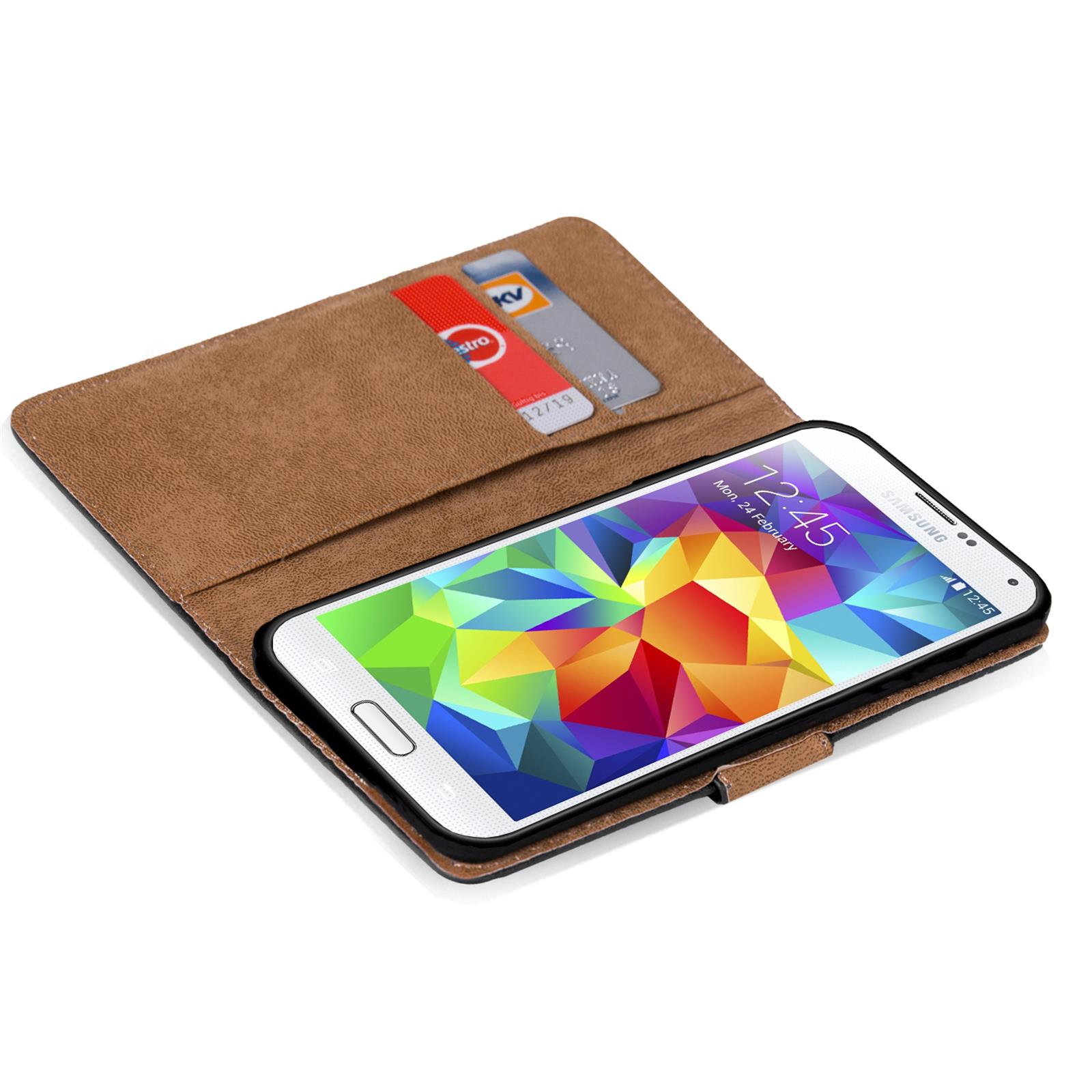 Wallet Case für Samsung Galaxy S5 S5 Neo Book Cover Flip Tasche Schutzhülle slim