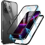 Metall Case für iPhone 13 Pro Hülle | Cover mit eingebautem Magnet Rückseite und Vorderseite aus Glas