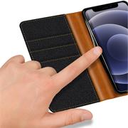 Denim Handy Tasche für Apple iPhone 12 Mini Hülle Jeans Look Book Case Schutzhülle