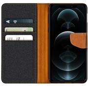 Denim Handy Tasche für Apple iPhone 12 Pro Max Hülle Jeans Look Book Case Schutzhülle