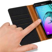 Handy Tasche für Samsung Galaxy A3 2016 Hülle Wallet Jeans Case Schutzhülle