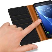 Handy Tasche für Samsung Galaxy J3 2016 Hülle Wallet Jeans Case Schutzhülle