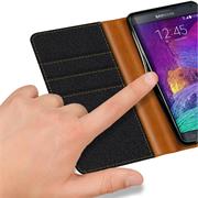 Handy Tasche für Samsung Galaxy Note 4 Hülle Wallet Jeans Case Schutzhülle