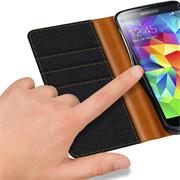 Handy Tasche für Samsung Galaxy S5 Hülle Wallet Jeans Case Schutzhülle