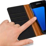 Handy Tasche für Samsung Galaxy S7 Edge Hülle Wallet Jeans Case Schutzhülle