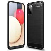 TPU Hülle für Samsung Galaxy A02s Handy Schutzhülle Carbon Optik Schutz Case