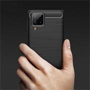TPU Hülle für Samsung Galaxy A12 / M12 Handy Schutzhülle Carbon Optik Schutz Case