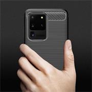 TPU Hülle für Samsung Galaxy S20 Ultra Handy Schutzhülle Carbon Optik Schutz Case