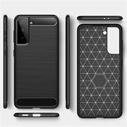 TPU Hülle für Samsung Galaxy S21 Handy Schutzhülle Carbon Optik Schutz Case