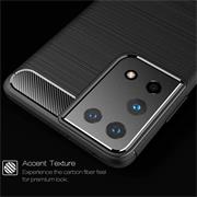 TPU Hülle für Samsung Galaxy S21 Ultra Handy Schutzhülle Carbon Optik Schutz Case