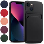 Silikon Handyhülle für Apple iPhone 14 Plus Hülle mit Kartenfach Slim Wallet Case