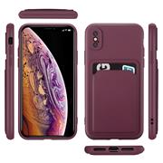 Silikon Handyhülle für Apple iPhone X / XS Hülle mit Kartenfach Slim Wallet Case