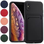 Silikon Handyhülle für Apple iPhone X / XS Hülle mit Kartenfach Slim Wallet Case