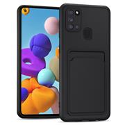 Silikon Handyhülle für Samsung Galaxy A21s Hülle mit Kartenfach Slim Wallet Case