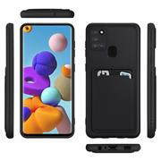 Silikon Handyhülle für Samsung Galaxy A21s Hülle mit Kartenfach Slim Wallet Case