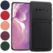Silikon Handyhülle für Samsung Galaxy S10 Hülle mit Kartenfach Slim Wallet Case