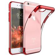 TPU Hülle für Apple iPhone 6 Plus / 6S Plus Case Silikon Cover Transparent mit Farbrand Handyhülle