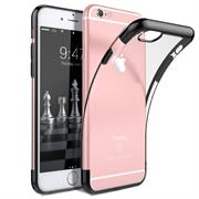 TPU Hülle für Apple iPhone 6 / 6S Case Silikon Cover Transparent mit Farbrand Handyhülle