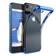 TPU Hülle für Apple iPhone 7 / 8 / SE 2 Case Silikon Cover Transparent mit Farbrand Handyhülle
