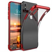 TPU Hülle für Apple iPhone XS Max Case Silikon Cover Transparent mit Farbrand Handyhülle