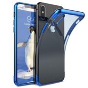 TPU Hülle für Apple iPhone XS Max Case Silikon Cover Transparent mit Farbrand Handyhülle