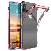 TPU Hülle für Apple iPhone XS Max Case Silikon Cover Transparent mit Farbrand Handyhülle
