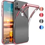 TPU Hülle für Apple iPhone XS Max Case Silikon Cover Transparent mit Farbrand Handyhülle