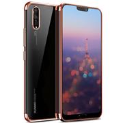 TPU Hülle für Huawei P20 Pro Case Silikon Cover Transparent mit Farbrand Handyhülle