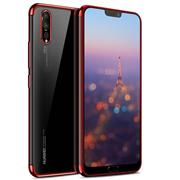 TPU Hülle für Huawei P20 Case Silikon Cover Transparent mit Farbrand Handyhülle