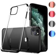TPU Hülle für Apple iPhone 11 Case Silikon Cover Transparent mit Farbrand Handyhülle