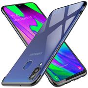 TPU Hülle für Samsung Galaxy A20e Case Silikon Cover Transparent mit Farbrand Handyhülle