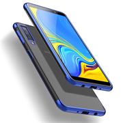 TPU Hülle für Samsung Galaxy A50 / A30s Case Silikon Cover Transparent mit Farbrand Handyhülle