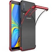 TPU Hülle für Samsung Galaxy A7 2018 Case Silikon Cover Transparent mit Farbrand Handyhülle