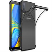 TPU Hülle für Samsung Galaxy A7 2018 Case Silikon Cover Transparent mit Farbrand Handyhülle