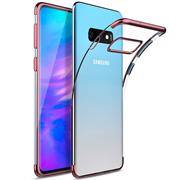 TPU Hülle für Samsung Galaxy S10 Case Silikon Cover Transparent mit Farbrand Handyhülle